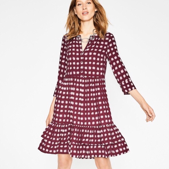 boden relaxed tiered hem shirt dress